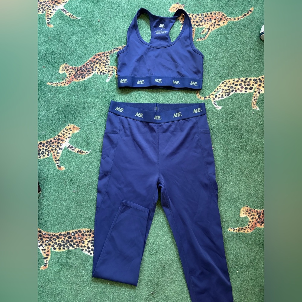 Melody Ehsani Blue Sports Bra and Leggings Set